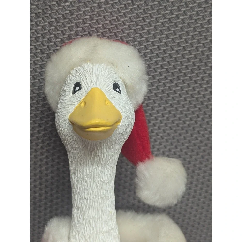 VTG 1997 Christmas Santa Goose Golden Eggs Desk/Mini Porch Goose Decor Roman Inc